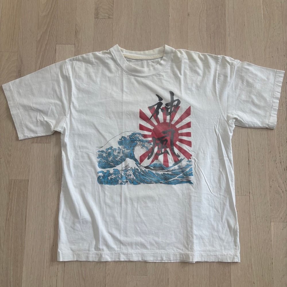 Unbranded Great Wave T-Shirt Unisex Medium White Good Rising Sun Graphic Tee
